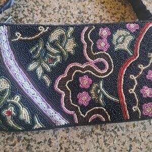 Vintage Embroidered Black Floral Women's Bag